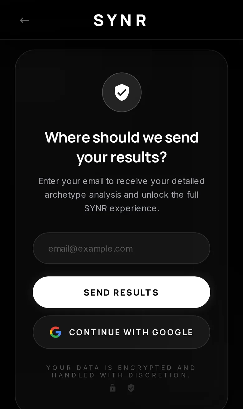 SYNR encrypted email entry
